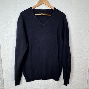 Club Room 100% Cashmere V-Neck Pullover Sweater Men Size Large Black Luxury
